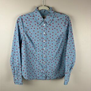 Boden Women’s Polka Dot Button Up Shirt Blue Red US Size 4P